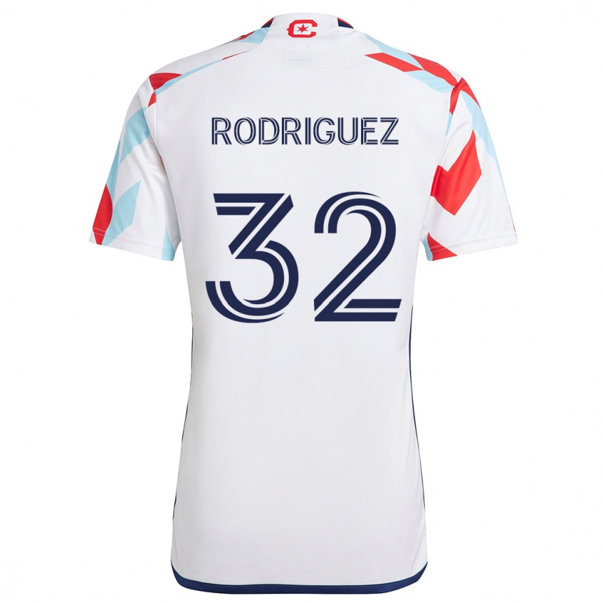 Kids Football Missael Rodríguez #32 White Red Blue Away Jersey 2024/25 T-Shirt Canada