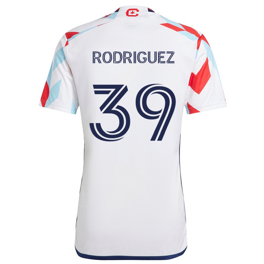 Enfant Football Maillot Allan Rodriguez #39 Blanc Rouge Bleu Tenues Extérieur 2024/25 Canada