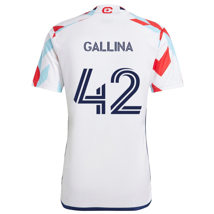 Kids Football Henrique Gallina #42 White Red Blue Away Jersey 2024/25 T-Shirt Canada