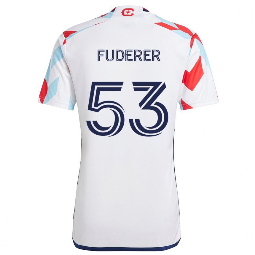 Kids Football Jake Fuderer #53 White Red Blue Away Jersey 2024/25 T-Shirt Canada