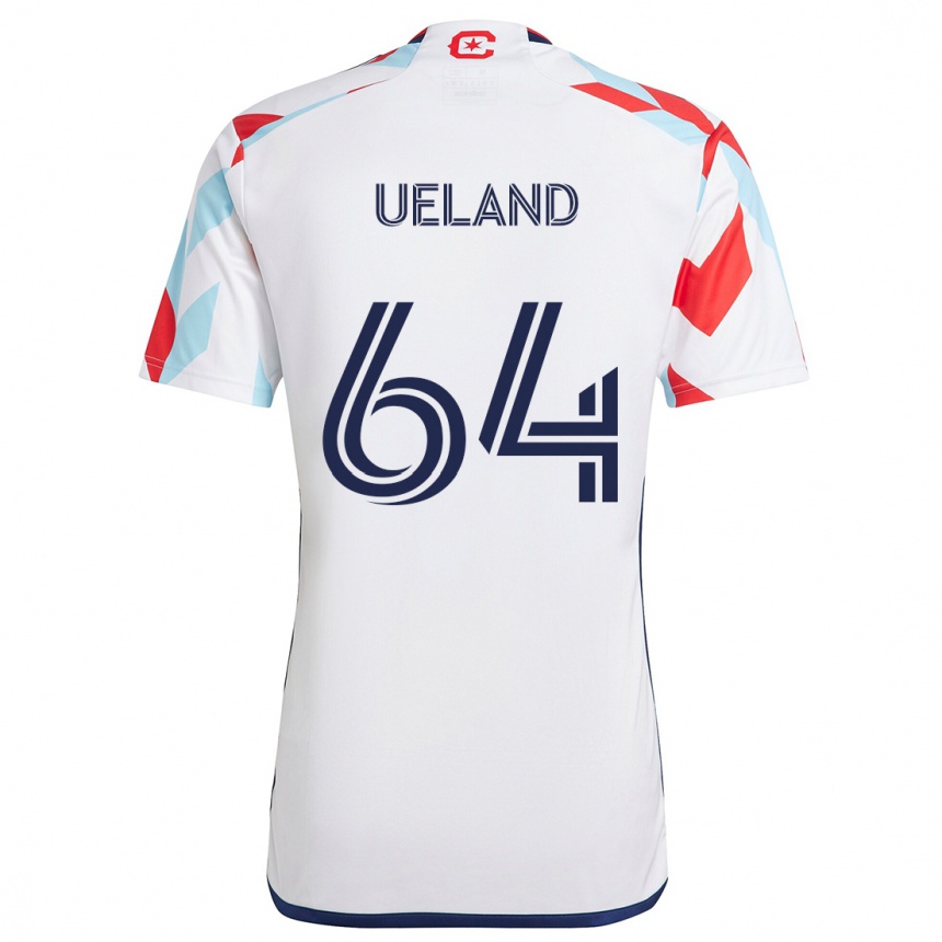 Kids Football Andreas Ueland #64 White Red Blue Away Jersey 2024/25 T-Shirt Canada