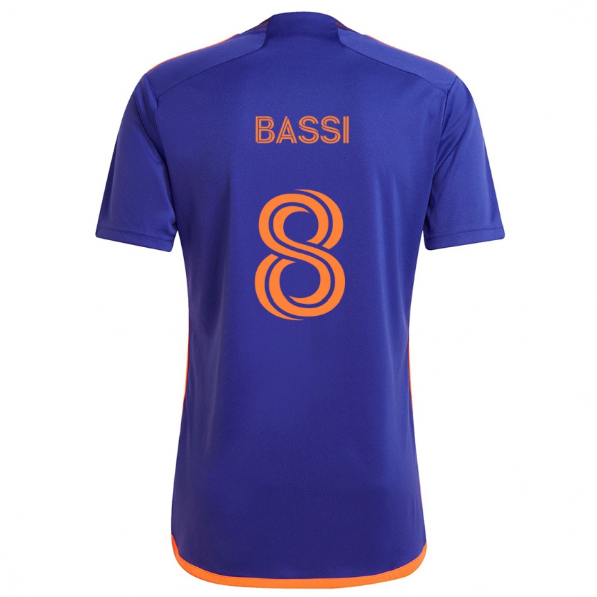 Enfant Football Maillot Amine Bassi #8 Violet Orange Tenues Extérieur 2024/25 Canada