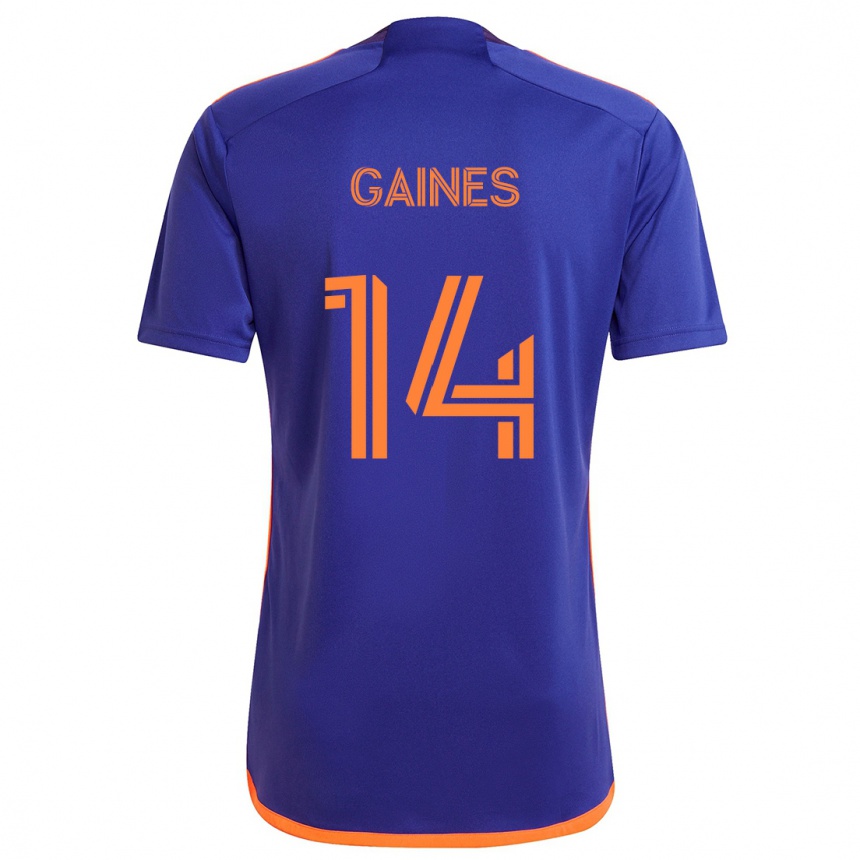 Kids Football Mckinze Gaines #14 Purple Orange Away Jersey 2024/25 T-Shirt Canada