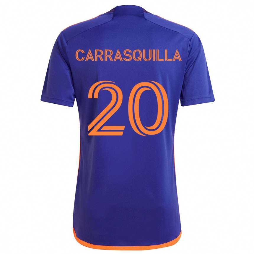 Kids Football Adalberto Carrasquilla #20 Purple Orange Away Jersey 2024/25 T-Shirt Canada