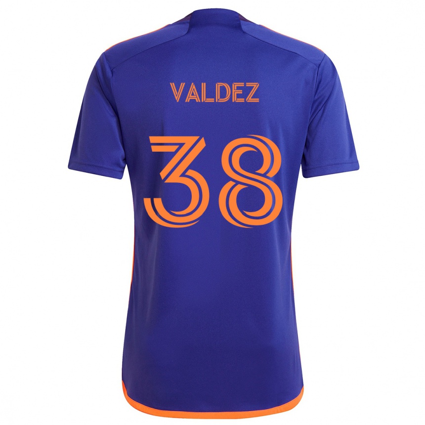 Kids Football Xavier Valdez #38 Purple Orange Away Jersey 2024/25 T-Shirt Canada