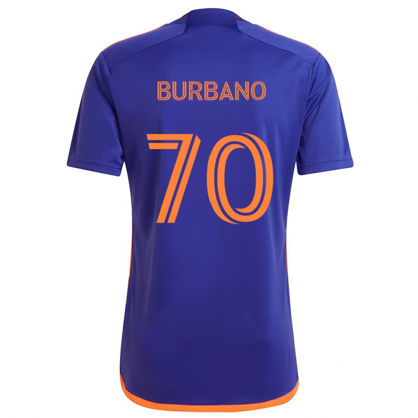 Kids Football Jordy Burbano #70 Purple Orange Away Jersey 2024/25 T-Shirt Canada