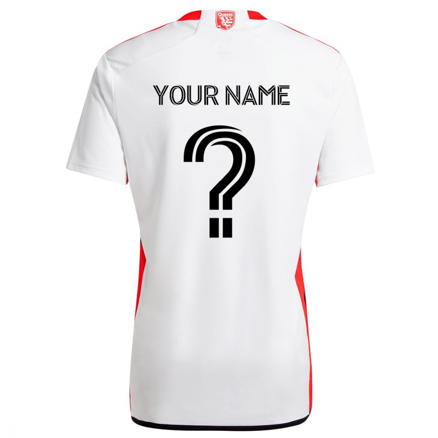 Enfant Football Maillot Votre Nom #0 Blanc Rouge Tenues Extérieur 2024/25 Canada