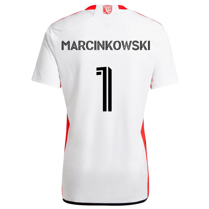 Kids Football Jt Marcinkowski #1 White Red Away Jersey 2024/25 T-Shirt Canada