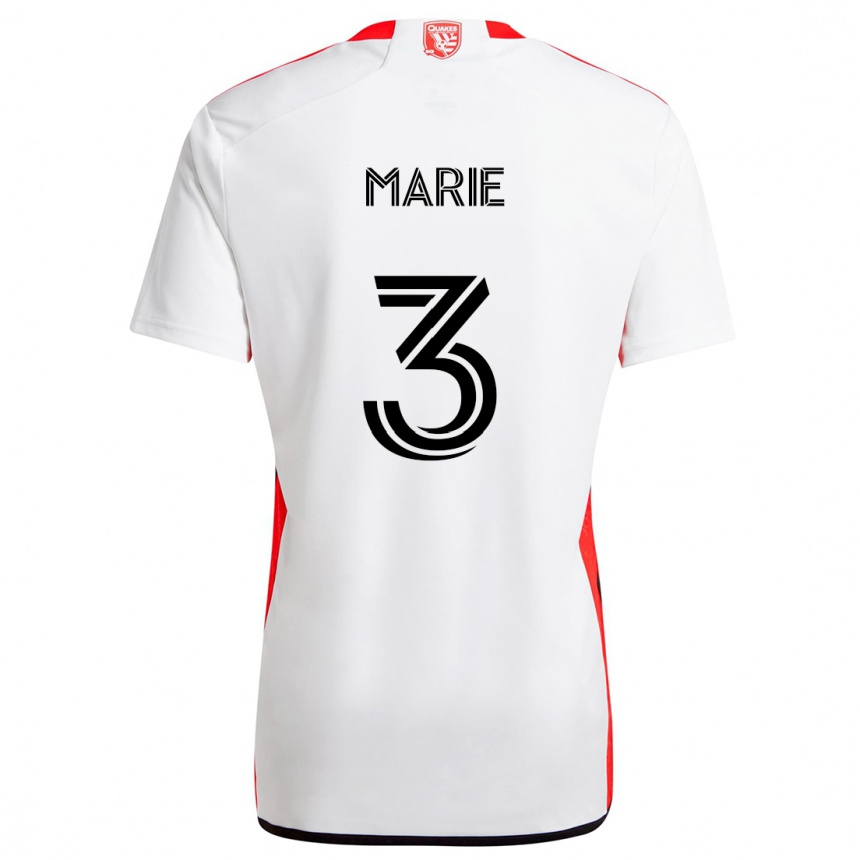 Kids Football Paul Marie #3 White Red Away Jersey 2024/25 T-Shirt Canada