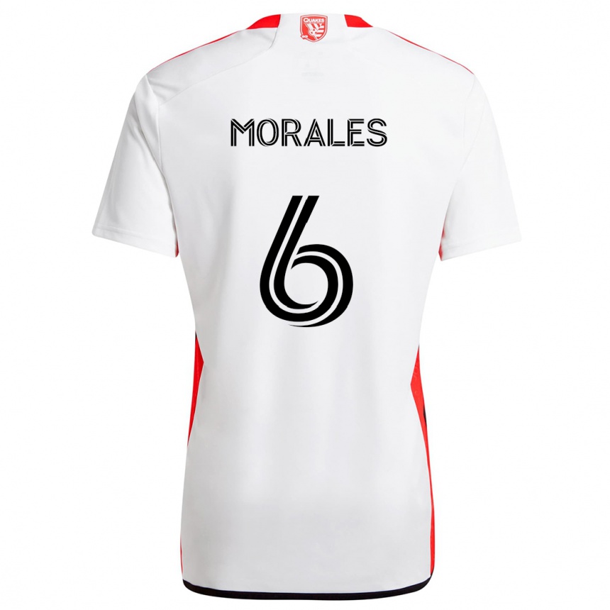 Kids Football Alfredo Morales #6 White Red Away Jersey 2024/25 T-Shirt Canada