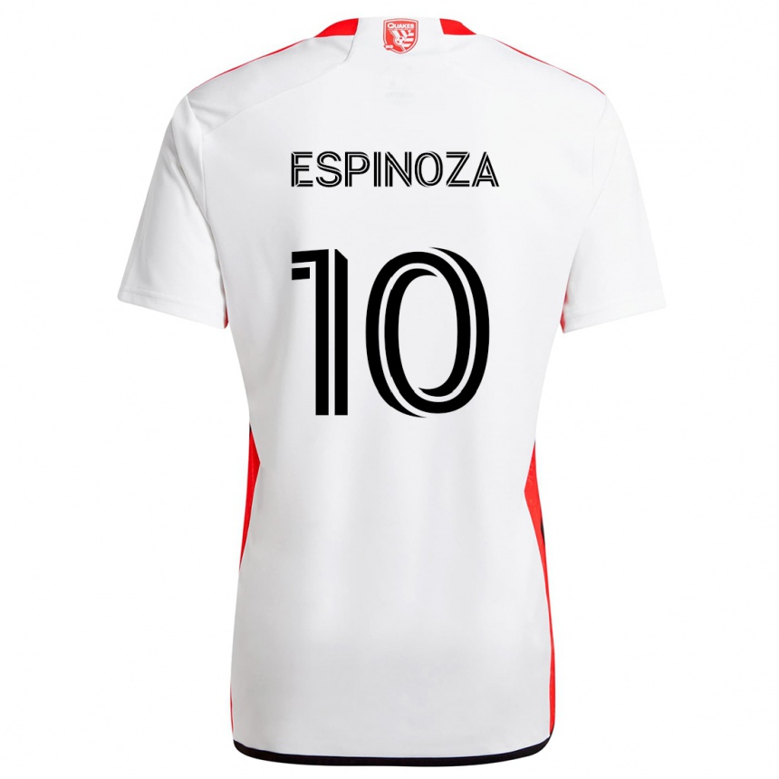 Kids Football Cristian Espinoza #10 White Red Away Jersey 2024/25 T-Shirt Canada