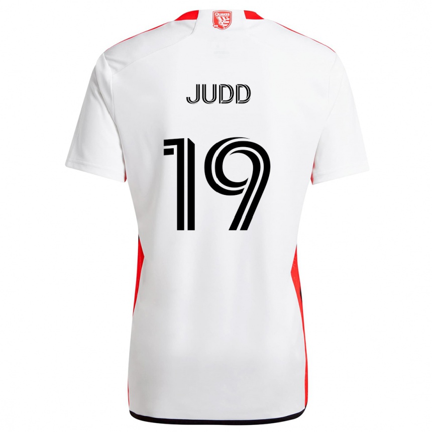 Kids Football Preston Judd #19 White Red Away Jersey 2024/25 T-Shirt Canada