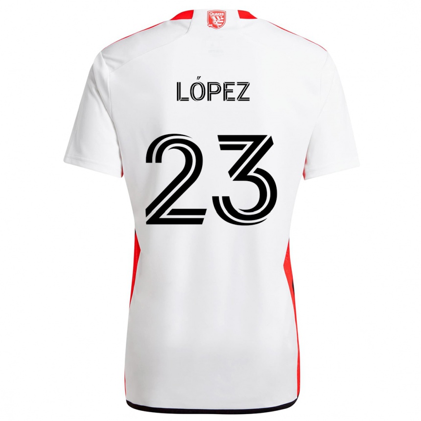 Kids Football Hernán López #23 White Red Away Jersey 2024/25 T-Shirt Canada