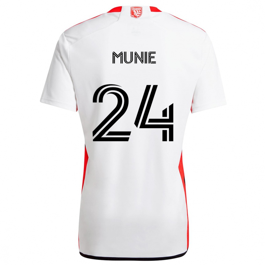 Kids Football Daniel Munie #24 White Red Away Jersey 2024/25 T-Shirt Canada