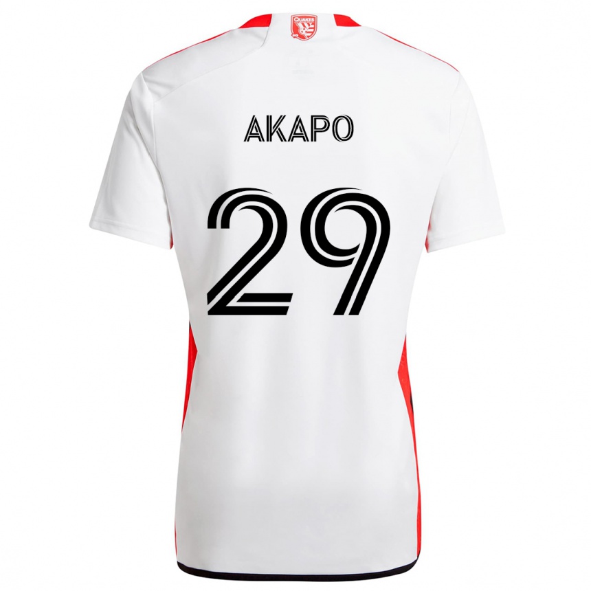 Kids Football Carlos Akapo #29 White Red Away Jersey 2024/25 T-Shirt Canada