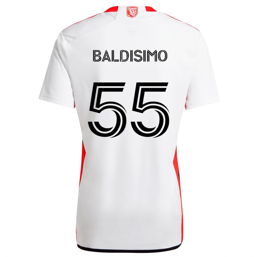 Kids Football Michael Baldisimo #55 White Red Away Jersey 2024/25 T-Shirt Canada