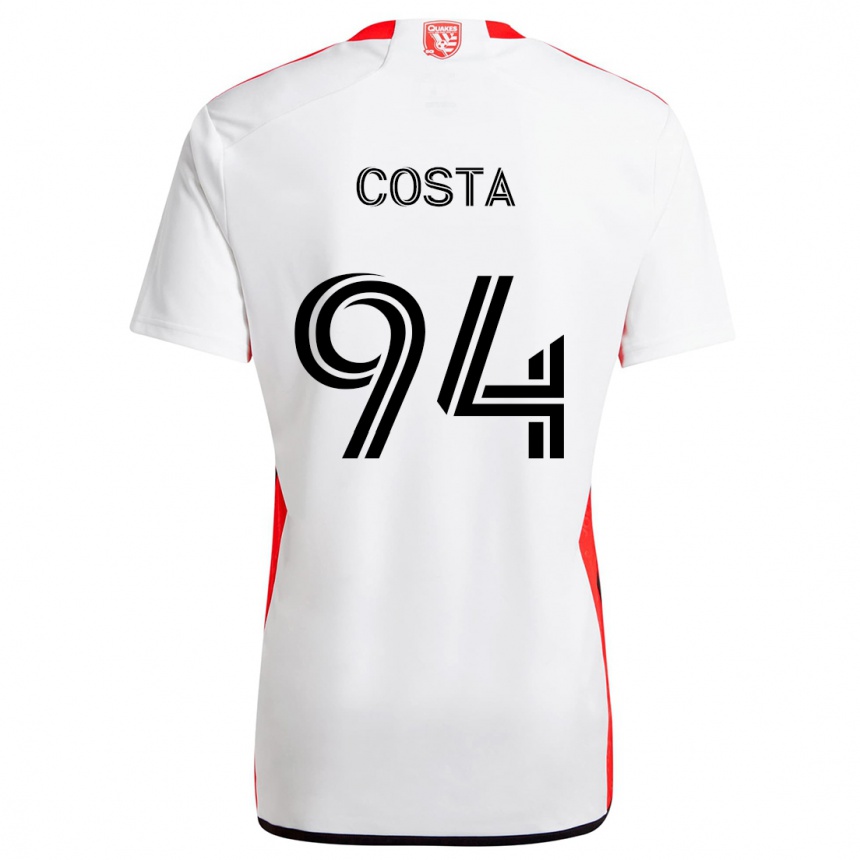 Kids Football Vítor Costa #94 White Red Away Jersey 2024/25 T-Shirt Canada