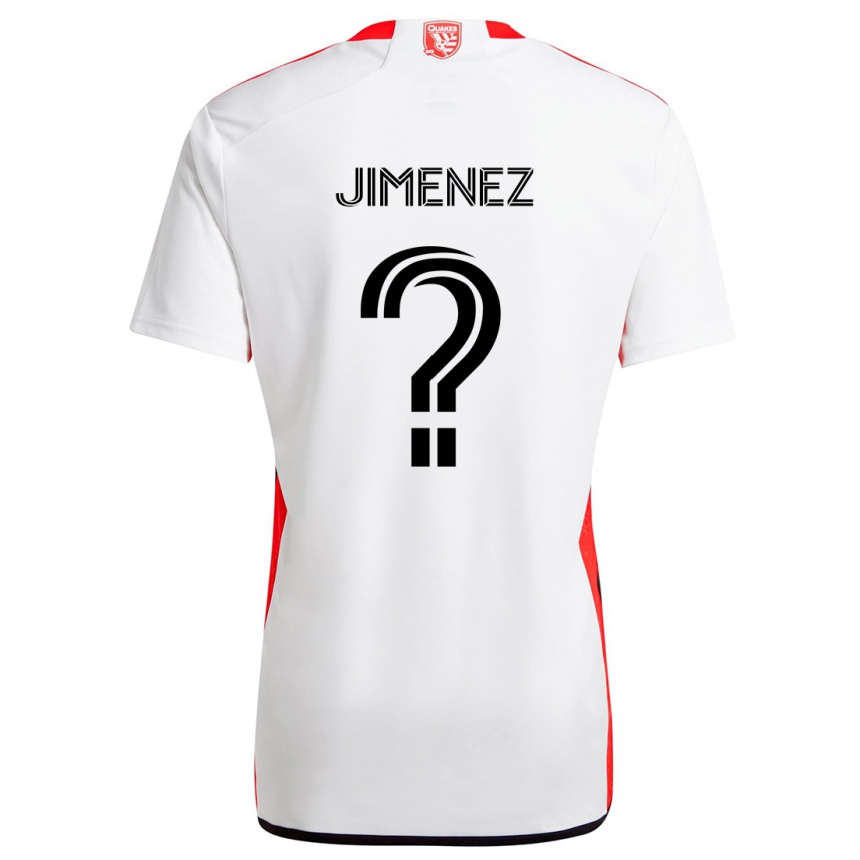 Kids Football Kevin Jimenez #0 White Red Away Jersey 2024/25 T-Shirt Canada