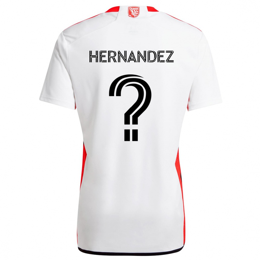 Kids Football Oliver Hernandez #0 White Red Away Jersey 2024/25 T-Shirt Canada