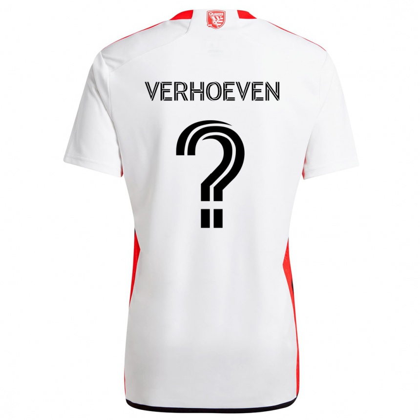 Enfant Football Maillot Oscar Verhoeven #0 Blanc Rouge Tenues Extérieur 2024/25 Canada