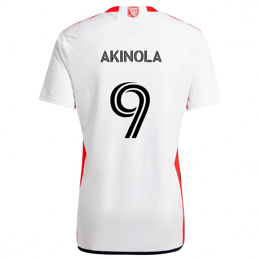 Kids Football Ayo Akinola #9 White Red Away Jersey 2024/25 T-Shirt Canada