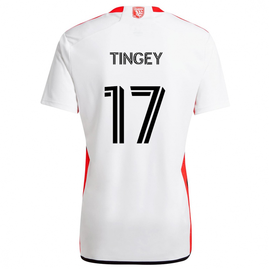 Kids Football Keegan Tingey #17 White Red Away Jersey 2024/25 T-Shirt Canada