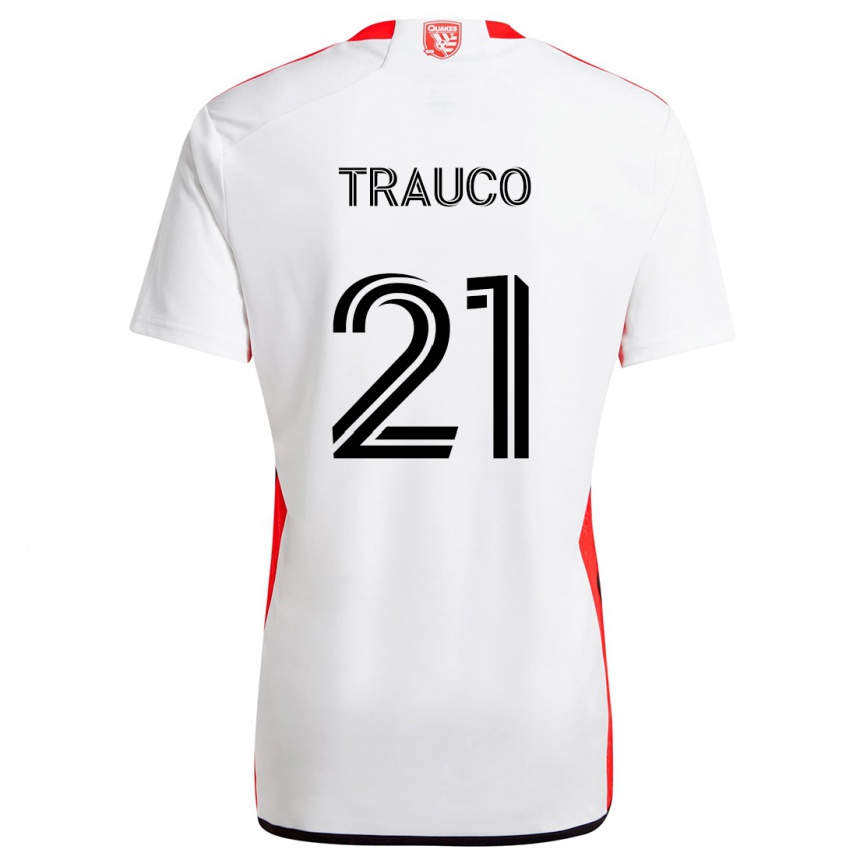 Kids Football Miguel Trauco #21 White Red Away Jersey 2024/25 T-Shirt Canada