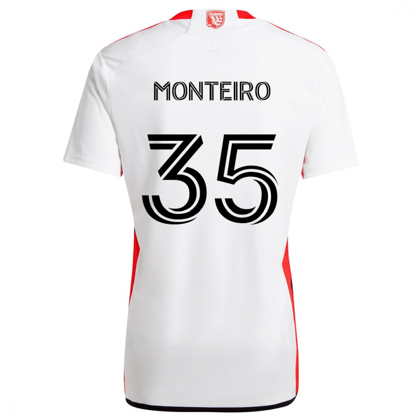 Kids Football Jamiro Monteiro #35 White Red Away Jersey 2024/25 T-Shirt Canada