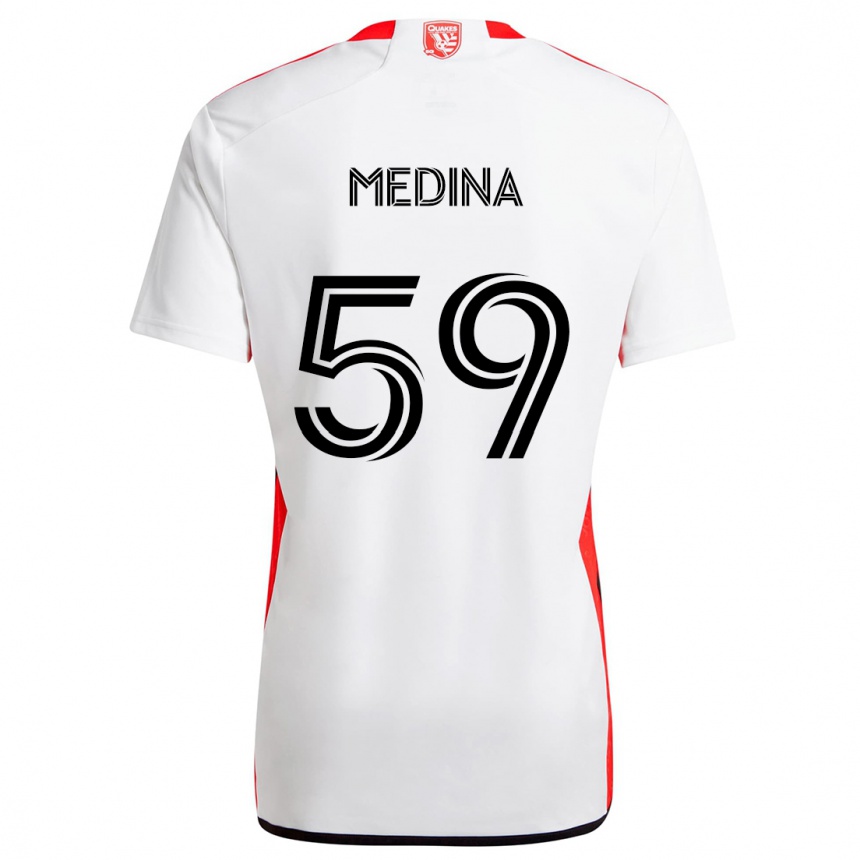 Kids Football Cruz Medina #59 White Red Away Jersey 2024/25 T-Shirt Canada