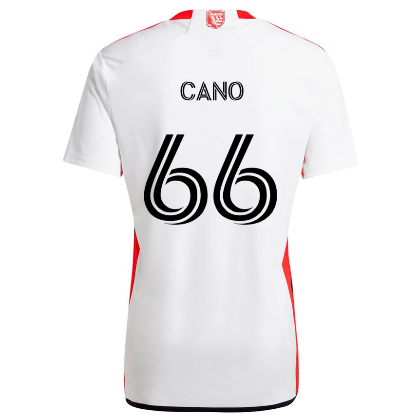 Kids Football Alejandro Cano #66 White Red Away Jersey 2024/25 T-Shirt Canada