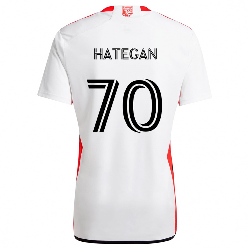 Kids Football Roberto Hategan #70 White Red Away Jersey 2024/25 T-Shirt Canada