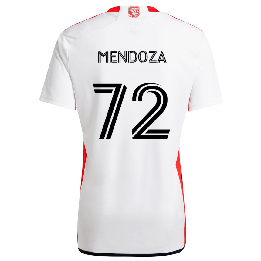 Kids Football Edwyn Mendoza #72 White Red Away Jersey 2024/25 T-Shirt Canada