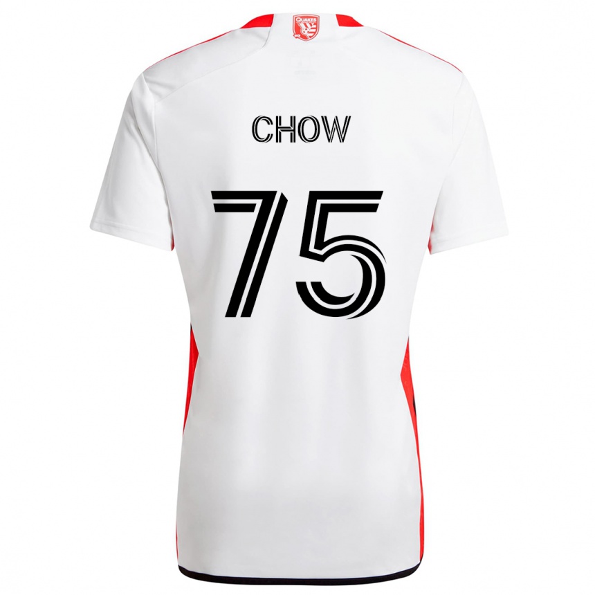 Kids Football Alex Chow #75 White Red Away Jersey 2024/25 T-Shirt Canada