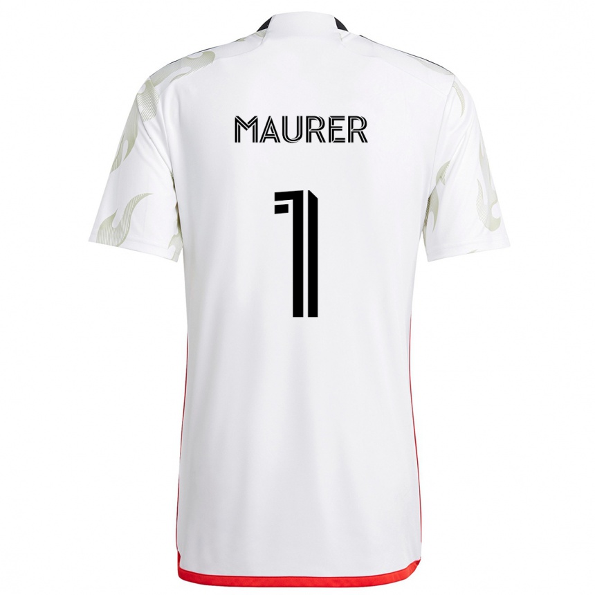 Enfant Football Maillot Jimmy Maurer #1 Blanc Rouge Noir Tenues Extérieur 2024/25 Canada