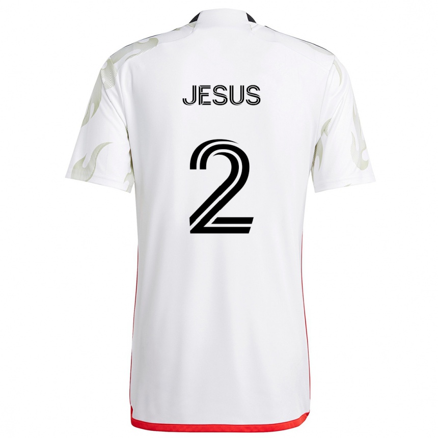 Kids Football Geovane Jesus #2 White Red Black Away Jersey 2024/25 T-Shirt Canada