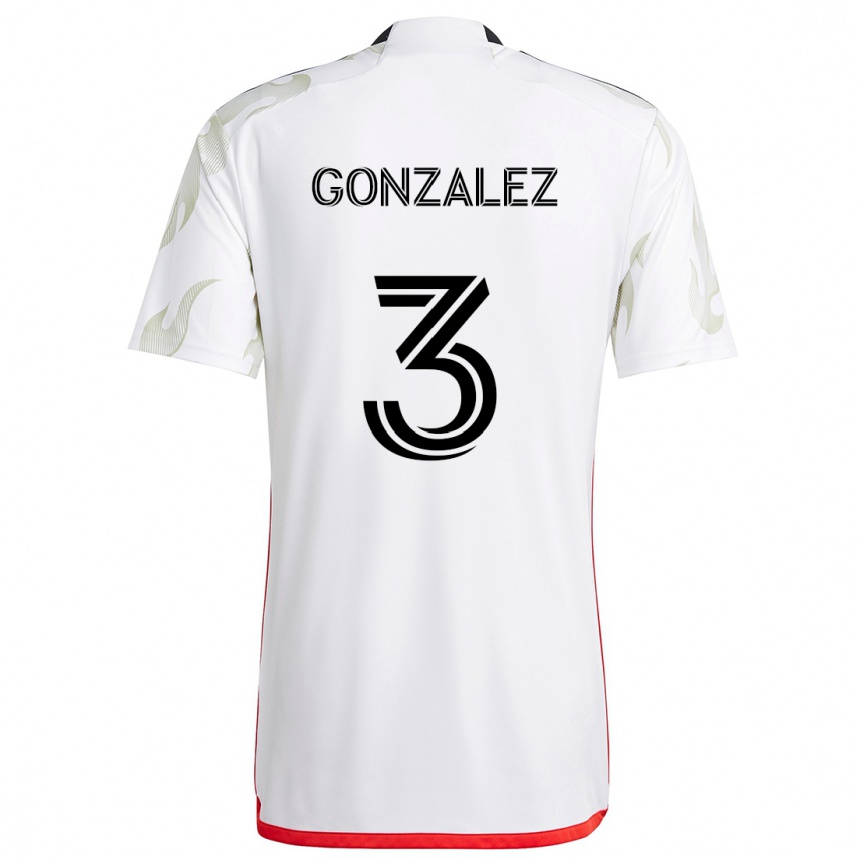 Kids Football Omar González #3 White Red Black Away Jersey 2024/25 T-Shirt Canada