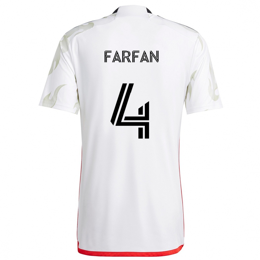 Kids Football Marco Farfán #4 White Red Black Away Jersey 2024/25 T-Shirt Canada