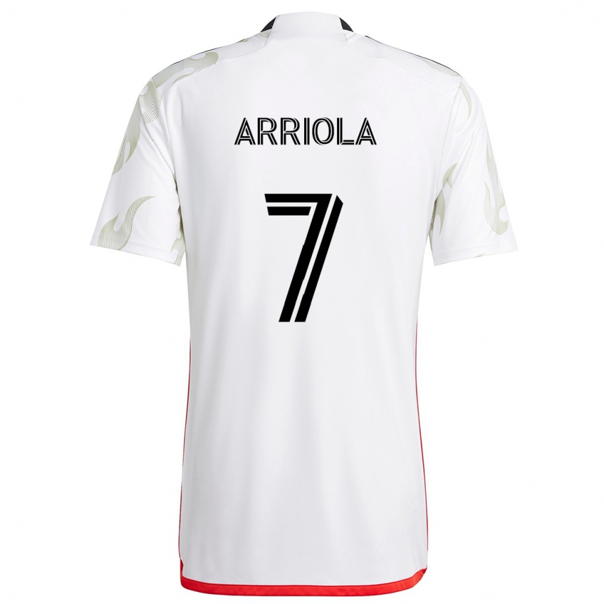 Kids Football Paul Arriola #7 White Red Black Away Jersey 2024/25 T-Shirt Canada