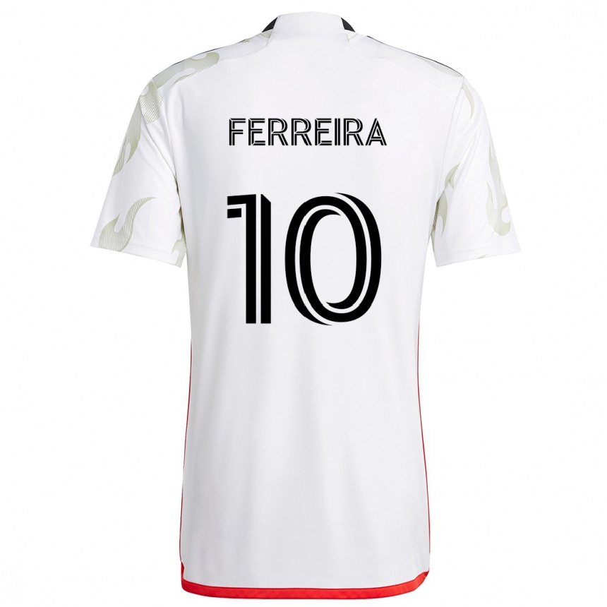 Kids Football Jesús Ferreira #10 White Red Black Away Jersey 2024/25 T-Shirt Canada