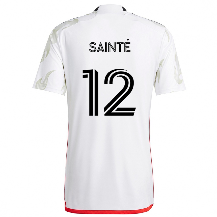 Kids Football Carl Sainté #12 White Red Black Away Jersey 2024/25 T-Shirt Canada