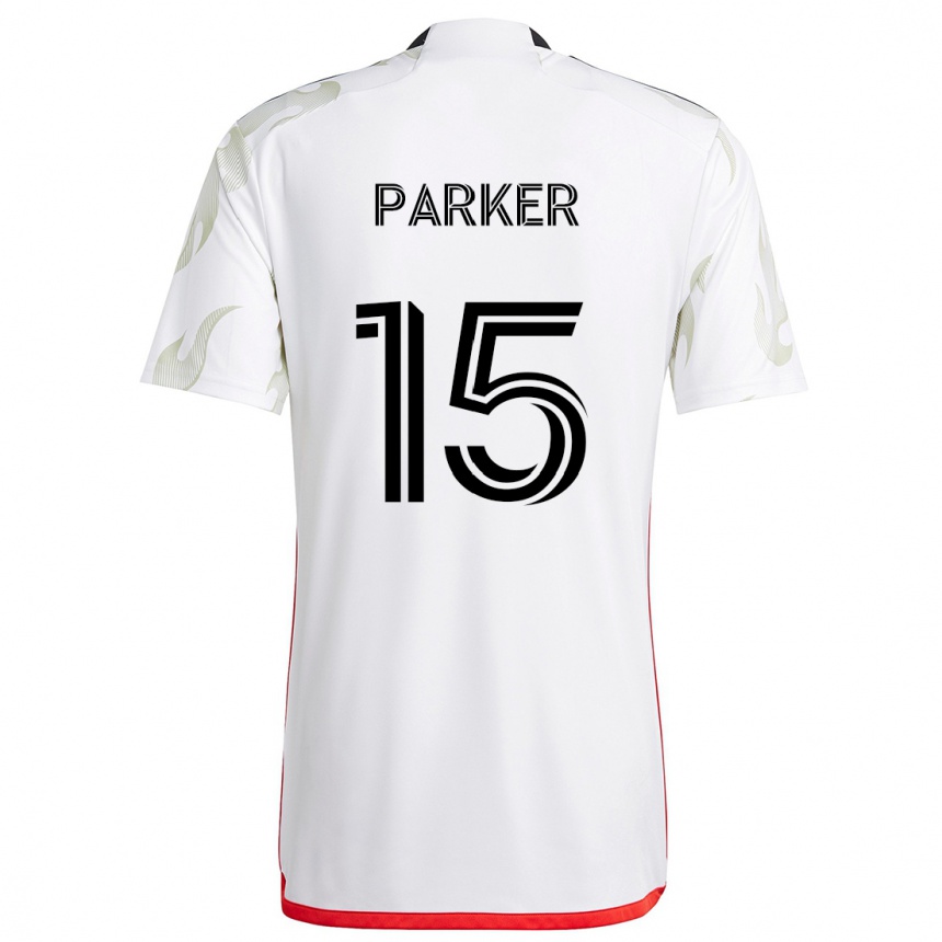 Kids Football Isaiah Parker #15 White Red Black Away Jersey 2024/25 T-Shirt Canada