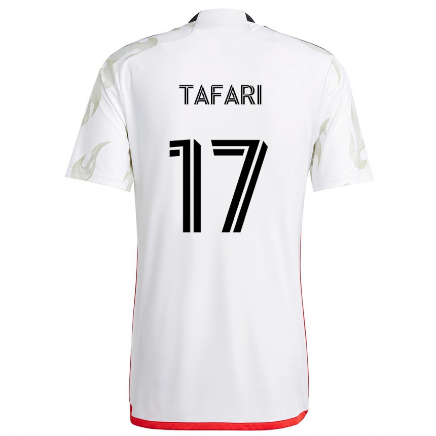 Kids Football Nkosi Tafari #17 White Red Black Away Jersey 2024/25 T-Shirt Canada