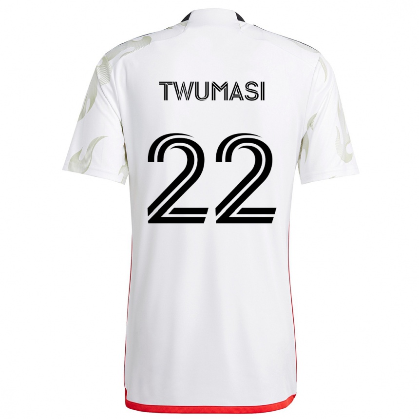 Kids Football Ema Twumasi #22 White Red Black Away Jersey 2024/25 T-Shirt Canada