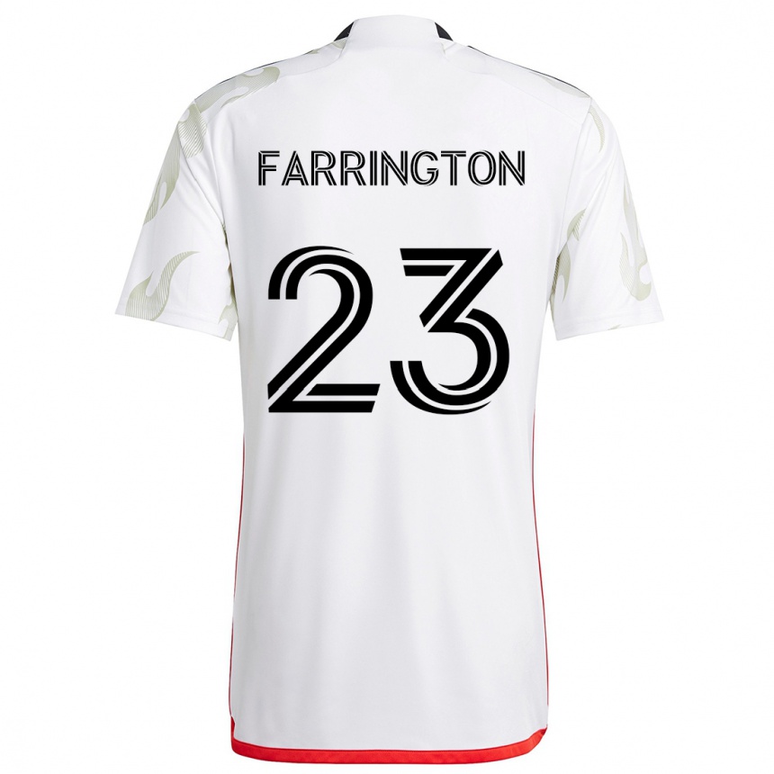 Enfant Football Maillot Logan Farrington #23 Blanc Rouge Noir Tenues Extérieur 2024/25 Canada