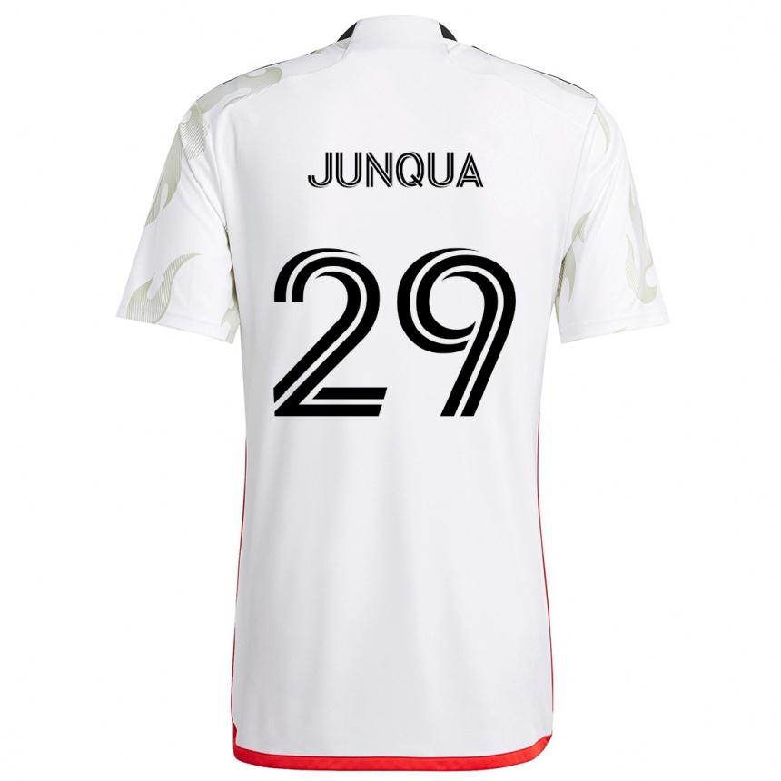 Kids Football Sam Junqua #29 White Red Black Away Jersey 2024/25 T-Shirt Canada