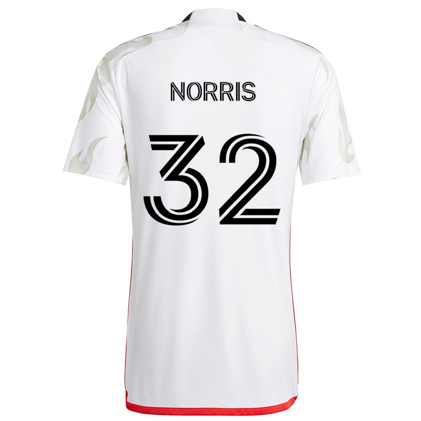 Kids Football Nolan Norris #32 White Red Black Away Jersey 2024/25 T-Shirt Canada