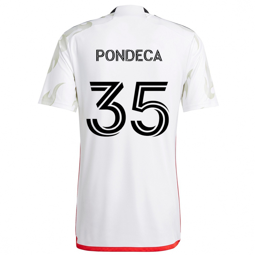 Kids Football Tomas Pondeca #35 White Red Black Away Jersey 2024/25 T-Shirt Canada