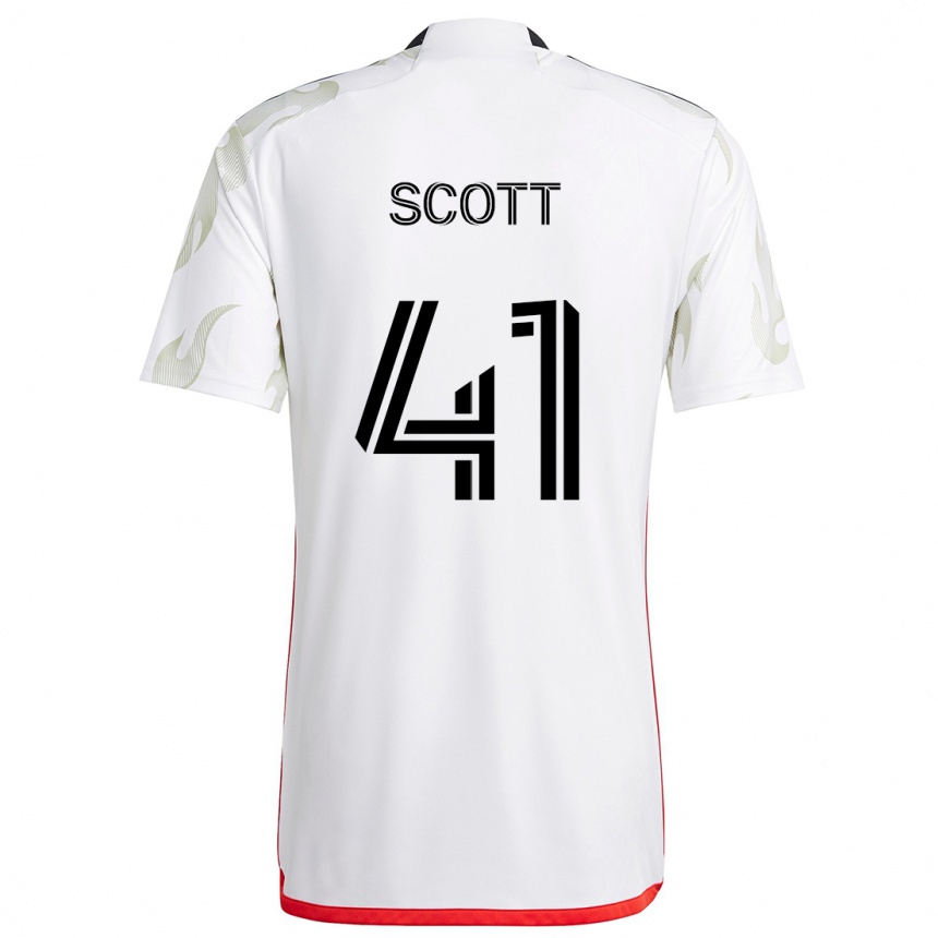 Kids Football Tarik Scott #41 White Red Black Away Jersey 2024/25 T-Shirt Canada