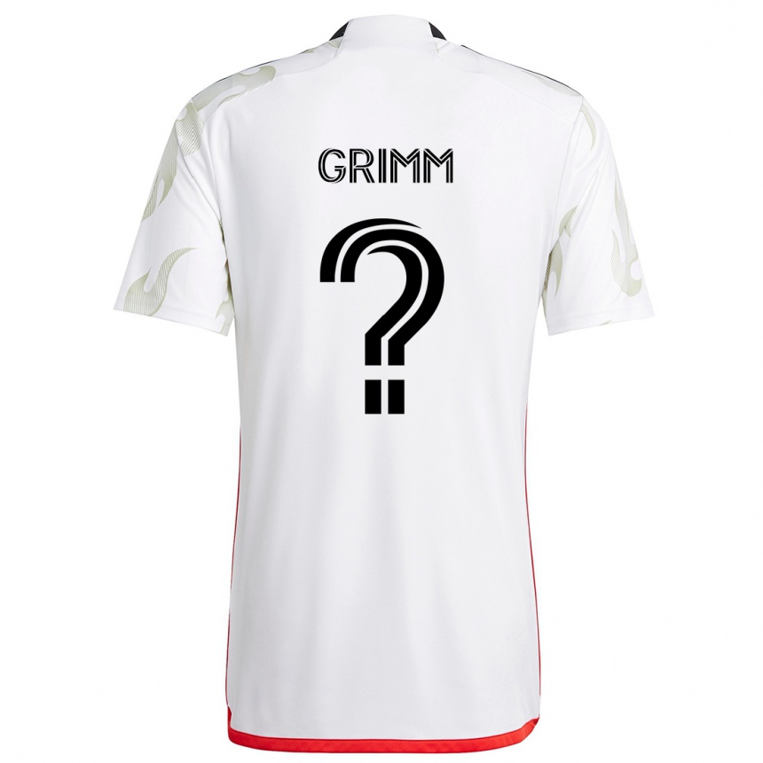 Kids Football Mason Grimm #0 White Red Black Away Jersey 2024/25 T-Shirt Canada