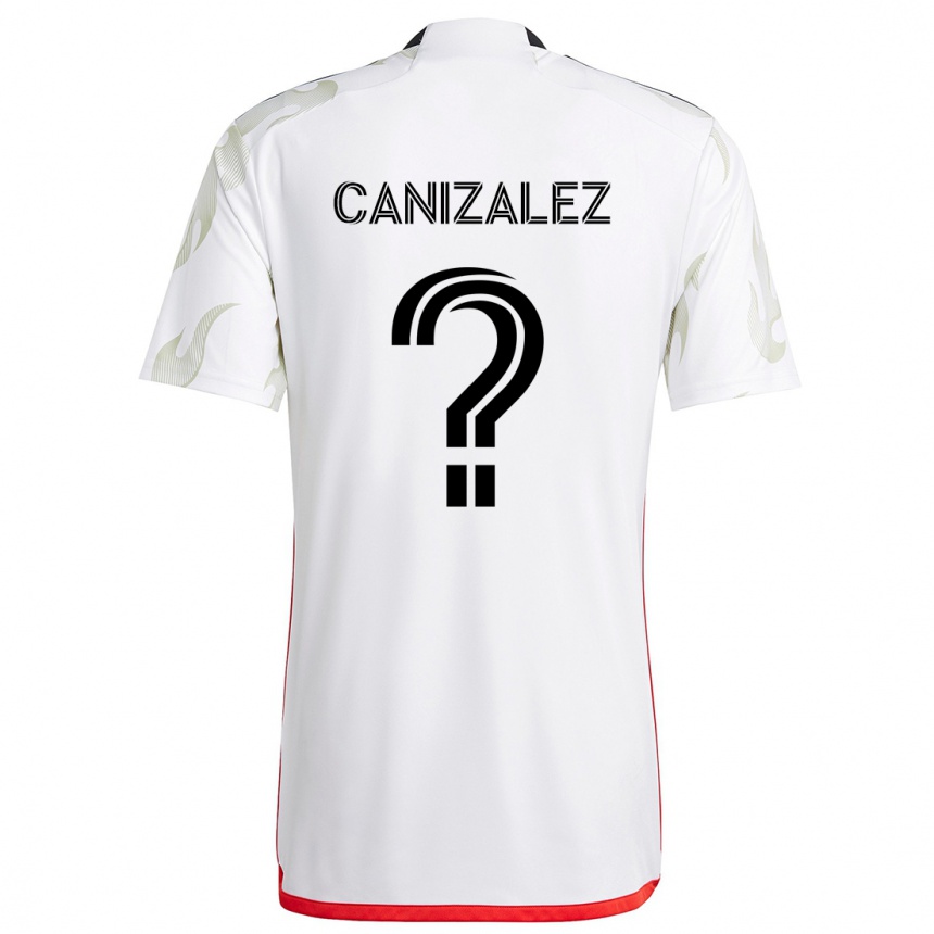 Kids Football Henry Canizalez #0 White Red Black Away Jersey 2024/25 T-Shirt Canada